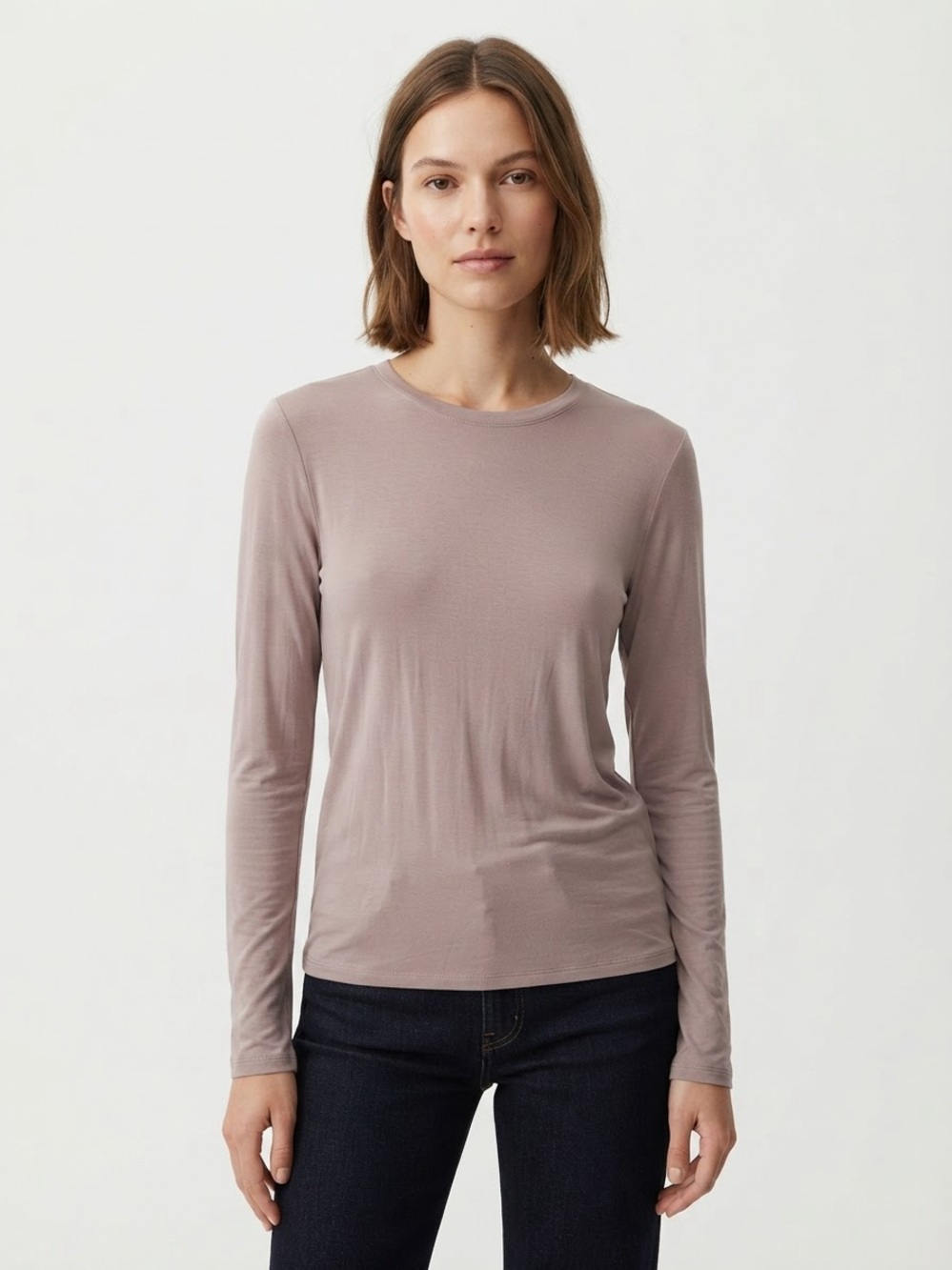 Aritzia Babaton Everyday Longsleeve In Mauve Size Medium